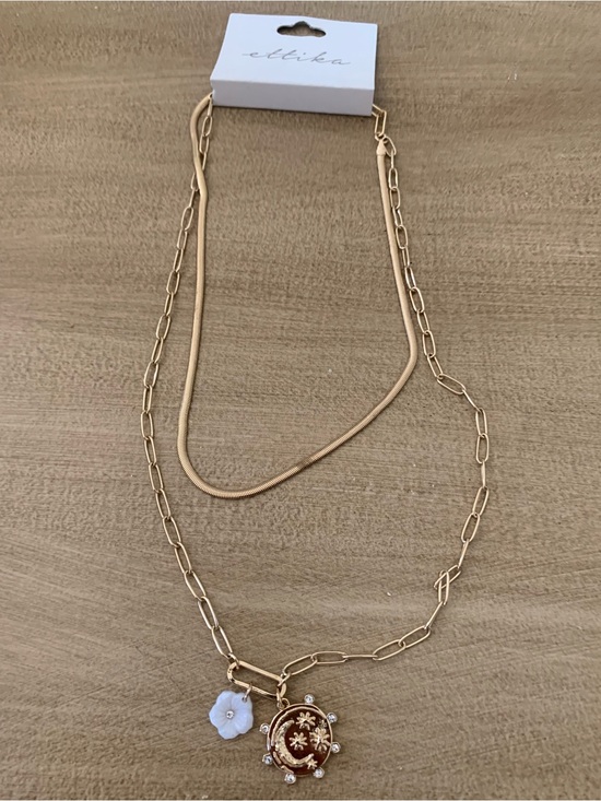 ettika Jewelry - ettika Gold-Tone Layered Necklace with White Flower Sun Compass Lariat Necklace